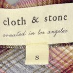 Cloth & Stone  Crushed Berry Fray Button Down Plaid Flannel Small Photo 12