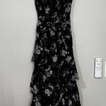 Petal and Pup  BRIGETTE ONE SHOULDER TIERED MIDI DRESS BLACK FLORAL Size Small Photo 5