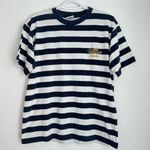 Vintage 90s navy blue and white stripe Venice Italy gold t Photo 0