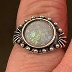 Vintage simulated opal silver plated ring size 6.75 Photo 8