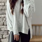 Boutique Grey Reverse Stitch Crew Oversized Sweater White Photo 0