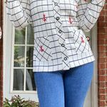 Vintage 60s Nautical Embroidered Sweater Jacket White Size M Photo 6