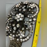 Kelli Kouri Goldtone Metal Plate Stretch Belt Crystal Flower Rhinestone Buckle Tan Photo 11