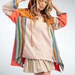 easel Los Angeles Rainbow Crochet Hood Top in Multicolor Photo 0