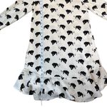 ALC Frank A.L.C. Womens Tiger Print Dress Round Neck Long Sleeve Ruffle Hem White Size S Photo 7