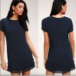 Lulus Buenos Aires Fringe Trim Shift Dress Blue Sz M Photo 1