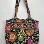Vera Bradley Suzani Villager Tote Purse Quilted Bag Fabric Floral Black Cotton Photo 0