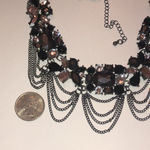 Gunmetal Gray Dark Metal Black CZ Rhinestone Boho Chunky Statement Necklace Photo 2