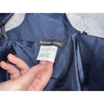 Alfred Sung NWOT SZ 6 Midnight Navy Blue Dress One Shoulder Satin Trumpet Gown Photo 2
