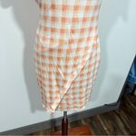 41 Hawthorn Size S Peach White Plaid Knit Pencil Dress NWT Stretch Summer Career Orange Photo 11