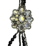 Lane Bryant  multi strand necklace black Clear Rhinestone asymmetrical 34" Photo 2