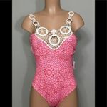 OndadeMar print swimsuit with crochet trim. NWT Red Size M Photo 2