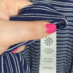 Athleta  Hermosa Henley Dress Size Medium Midi Length Navy Blue White Stripe Maxi Photo 6