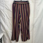 Ultra Flirt women's burgundy striped belted pull on flare stretch casual pants Photo 4