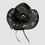 Tonpsom Woven Straw Cowboy Hat One Size Brown Western Leather Band Photo 5