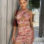 Tiger Mist Rue Mini Skirt in Paisley Size XS Ruched Adjustable Sides Photo 1