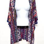 Anthropologie Bohemian Boho Chic Print Kimono Semi Sheer Cover Up Open Front Top Ember Small Photo 0