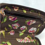 Vera Bradley Wrist Wallet Retired English Rose Zipper Closure Brown Pink Floral Photo 5