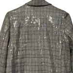 Jason Wu  Oversized Silver Gray Plaid Sequined Blazer Jacket Double Breasted S Photo 9