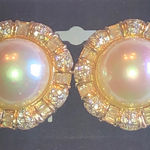 Piscitelli Brand Elegant Gold Tone and Faux Pearl CZ Rhinestone Vintage Earrings Photo 0