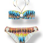 Milly Cabana Faux Snake Skin Bikini Set Women’s Size M Top and Size L Bottoms Size M Photo 0