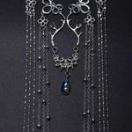 Crystal Retro Hairband Elegant Shinning Rhinestones Long Tassel Hairwear Waterdr Silver Photo 2