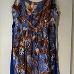 Maeve Anthropologie  Blue and Orange Silk Sleeveless Dress Photo 0