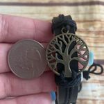 Unisex Genuine Leather Black Bracelet decorated with Tree of Life Photo 5