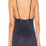 Free People Sz M Running Wild Bodycon Slip Dress Blue Faux Suede Photo 1