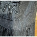 VTG J Gee India Black Crinkle Rayon Embroidered Maxi Dress L Boho Cottagecore Size L Photo 8