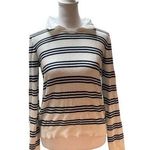 Joie White with Navy Blue Stripes Long Sleeve Sweater with White Collar Size XS Photo 0