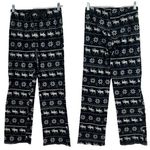 Kathy Ireland  SMALL Black White Winter Moose Waffle Knit Pajama Bottoms Photo 1
