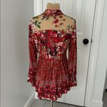 Aratta Silent Journey Red Floral Embellished Button Down Shirt Photo 2