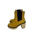 Free People  Suede Heeled Chelsea Boots in Mustard Yellow Photo 2