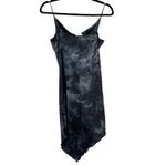 Vintage 90s Gothic Dark Grunge Moody Rose Floral Glitter Cowl Slip Dress Large Gray Photo 2