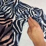 Chico's Women's Zebra Print Boat Neck Asymmetrical Tunic Top Black White Size XL Photo 7