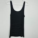 Halogen Black White Stripe Tank Top Medium Ribbed Rayon Spandex Stretch Jersey Photo 4