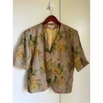 Vintage 80s Floral Print Blazer/Jacket Size M/8 Greens/Tans Cottagcore Tailored Green Photo 5
