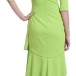 Badgley Mischka lime green v-neck ruffle dress NWT Photo 1