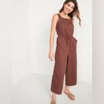 Old Navy  Chocolate Brown Tie-Waist Twill Sleeveless Jumpsuit Photo 1
