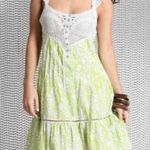 Free People  Floral Coastline Cottagecore Crochet Lime Dress Rare W-688 Sz 2 Photo 1
