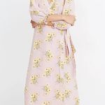 Madewell Linen Blend Ruffle Cuff Wrap Maxi Dress in Dutch Dandelions Size S NWT Photo 0