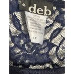 Deb Navy Blue Lace Dress, Cap Sleeve, Sheer Mid Section, Cocktail, Wedding, 1X Photo 3