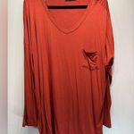 Rust Red Long Sleeve V Neck Tunic by Rae Mode Women’s Plus Size 3XL Photo 0