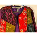 Indigo Moon Quilted Jacket Medium Patchwork Satin Lace Embroidered Whimsigoth Red Photo 1