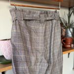EXPRESS Gray Burgundy Plaid Ankle High Rise Tie Belt Dress Pants Sz 8 Photo 7