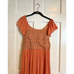 Sincerely Jules Women's Crochet Front Flutter Sleeve Maxi Dress Peach Medium Photo 5