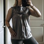 Romeo + Juliet Couture Silk Ruffle Layered Gun Metal Colored Couture Blouse Office Wear Dressy Top Sz M Photo 2