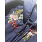 Coldwater Creek Navy Blue Embroidered Hooded Button Front Shirt Jacket Top 2X Photo 6