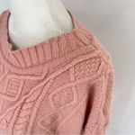 J.Crew Cable Knit Patchwork Wool Blend Tunic Sweater Seashell Pink Size Large Photo 6